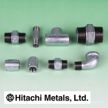 Acessórios de tubulação de ferro maleável preto e galvanizado, de uso geral. Fabricado por Hitachi Metals. Feito no Japão
